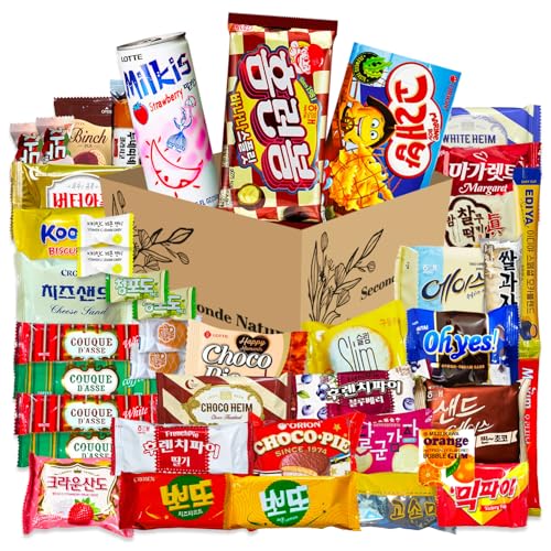 Journey of Asia Korean Snack Box 42Count - Individually Wrapped Packs of Candy, Snacks, Chips, Cookies, Drink, Care Package Gift Box for Kids, Teens, Senior, Friends and Family