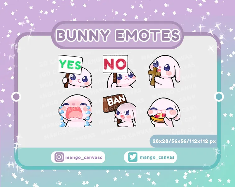 Twitch Emotes-Bunny Emotes Set 3