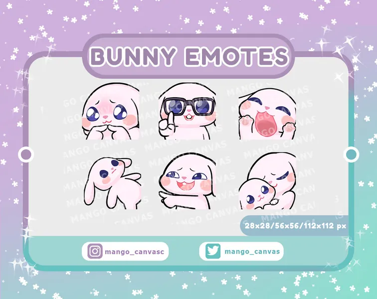 Twitch Emotes-Bunny Emotes Set 5