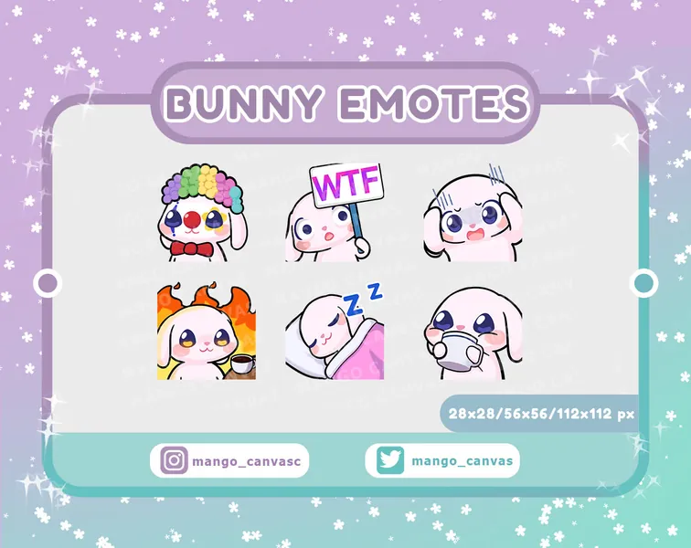 Twitch Emotes-Bunny Emotes Set 2