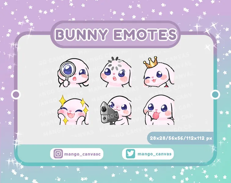 Twitch Emotes-Bunny Emotes Set 4