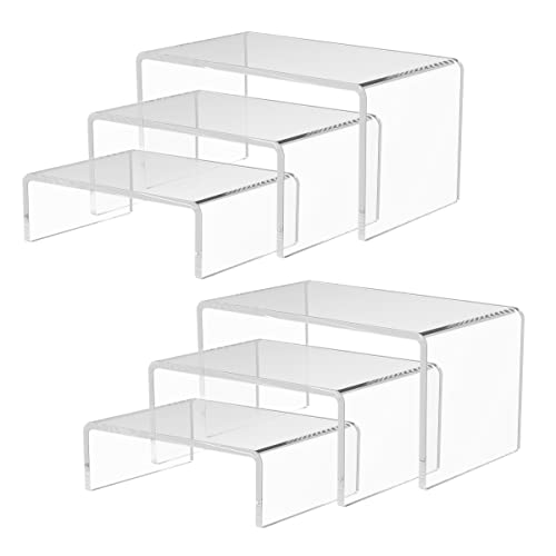 Acrylic Display Risers, Clear Product Stand, Jewelry Display Riser,Shelf Showcase Fixtures For Collectibles Display (3 Sizes S (2Sets)) - 3 Sizes S (2Sets)
