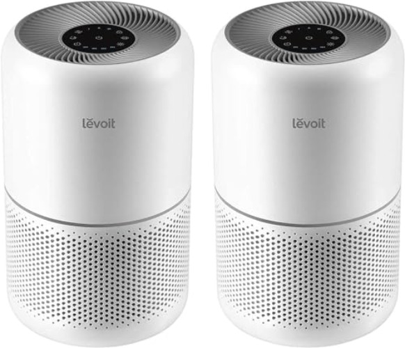 LEVOIT Air Purifier for Home Allergies Pets Hair in Bedroom, Covers Up to 1095 Sq.Foot Powered by 45W High Torque Motor, 3-in-1 Filter, Remove Dust Smoke Pollutants Odor, Core 300, White, 2 Pack - Air Purifier 2 Pack - White