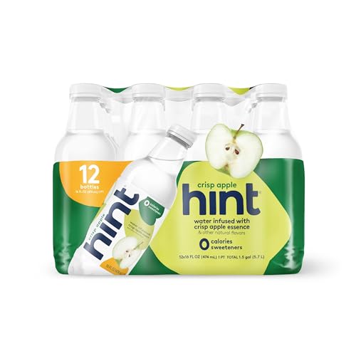 Hint Water Crisp Apple, Pure Water Infused with Crisp Apple, Zero Sugar, Zero Calories, Zero Sweeteners, Zero Preservatives, Zero Artificial Flavors, 16 Fl Oz (Pack of 12) - Crisp Apple - 16 Fl Oz (Pack of 12)