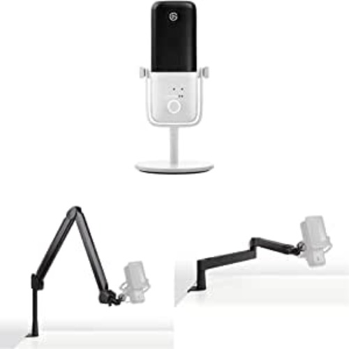 Elgato Wave:3 White - Premium Studio Quality USB Condenser Microphone with Elgato Wave Mic Arm and Elgato Wave Mic Arm LP for Streaming, Podcast, Gaming and Home Office, Plug ’n Play, for Mac, PC - White Wave:3 + Microphone