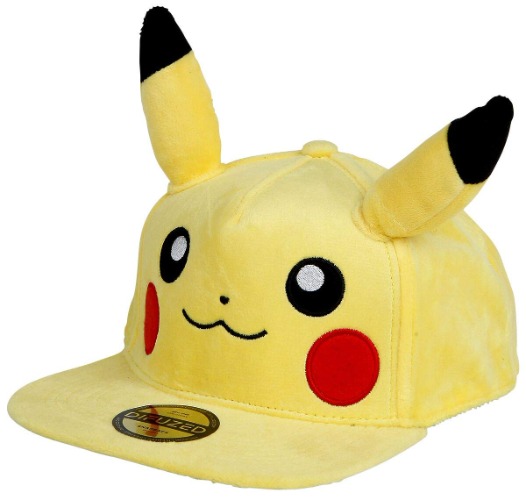 Difuzed Pokemon Pikachu Plush Snapback Cap Accessories, Yellow, One Size