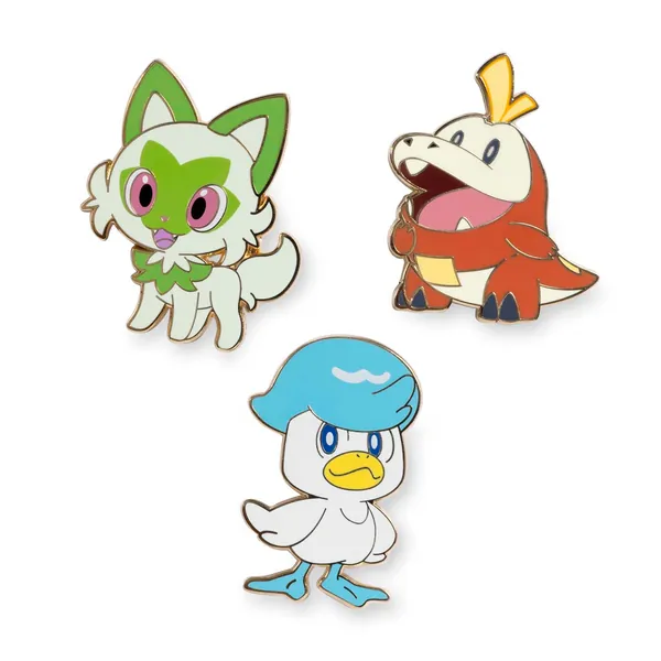 Sprigatito, Fuecoco & Quaxly Pokémon Pins (3-Pack)
