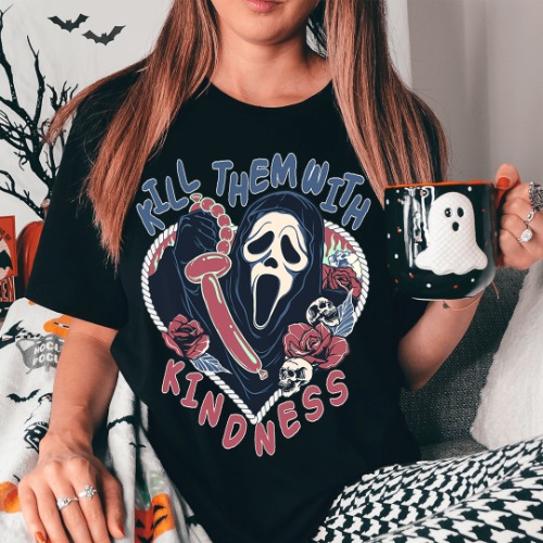 Kill Them With Kindness Halloween Tee - Black / XL