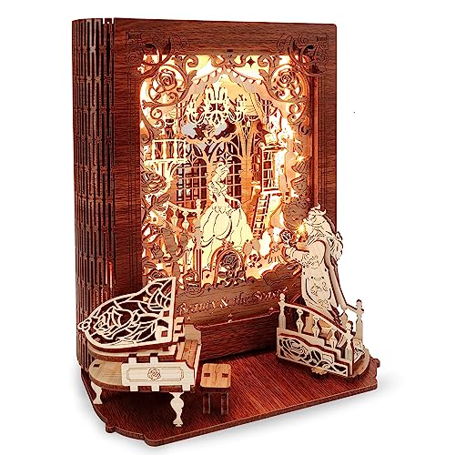 FUNPOLA Beauty and The Beast 3D Puzzle Nightlight – LED 3D Puzzle Gifts – 3D Wood Puzzles Storybook Nightlight Home Décor for Kids and Adults - Beauty and the Beast