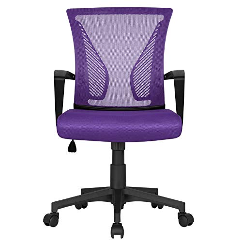 Yaheetech Purple Office Chair Executive Computer Chair Adjustable Desk Chair Study Chair with Comfortable Armrest and Thick Padded Seat for Home Work - Purple