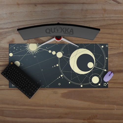 Celestial Astrology Design Mousepad Deskmat - 22x18cm / 2mm / Black Stitched