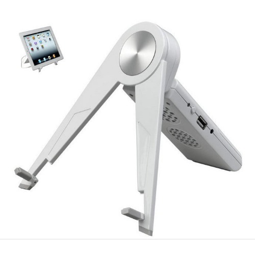 iPad Easel Stand with Speaker - WHITE
