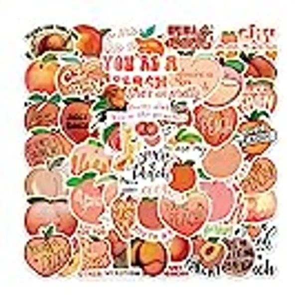 54 PCS Peach Stickers,You’re A Peach,Cute Fruit Stickers,Pink Aesthetic Vinyl Waterproof Stickers for Water Bottles,Laptop,Cellphone,Skateboard,Guitar,Suitcase - Perfect Gifts for Kids,Girls,Teens, Students