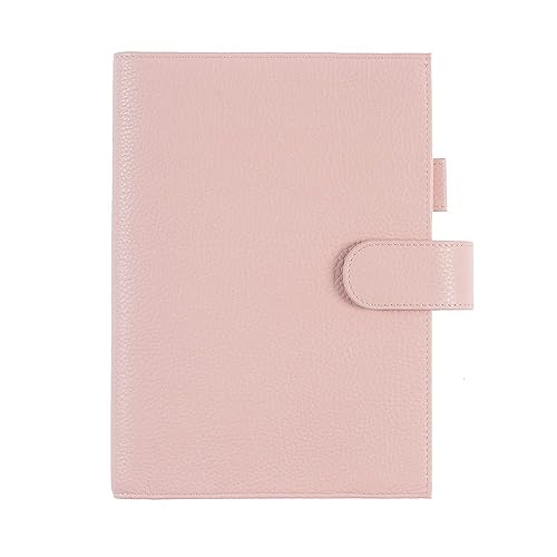 Moterm Leather Cover for A5 Notebooks - Fits Hobonichi Cousin, Stalogy and Midori MD Planners, with Pen Loop, Card Slots and Back Pocket (Pebbled-Dusty Rose) - A5+ - Pebbled-dusty rose