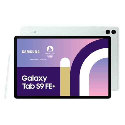 Samsung Galaxy Tab S9 FE+ Tablette, 12.4" Wifi 128Go, S Pen inclus, Batterie longue durée, Certification IP 68, Vert d'eau, Version FR - 128 Go - WIFI - Green