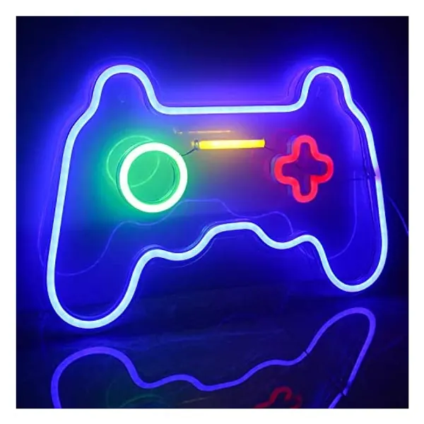 
                            ineonlife Game Shaped Neon Signs Neon Lights LED Neon Signs for Wall Decor 16''x 11'' Gamepad Neon Signs for Bedroom Children Gaming Zone Party Decoration
                        