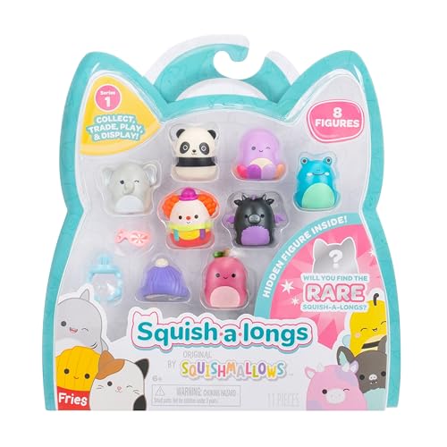 Squish-a-longs 8 Pack - 1” Mini-Squish with 2 Accessories, 1 Ring, and a Collector’s Guide - Collect, Trade, & Play - 8 Pack (Style 3) (W1)