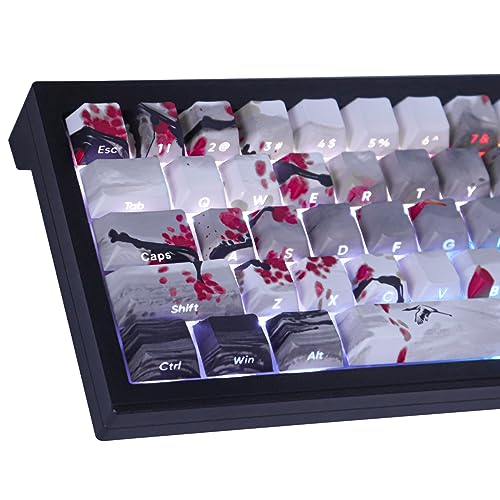 Tsungup PBT Keycaps - Side Printed Keycap Set,135 Keys Double Shot Shine Through landscape painting Custom Keycaps,Cherry Profile Keyboard Keycaps for Cherry MX Switches Mechanical Keyboards - Landscape Painting