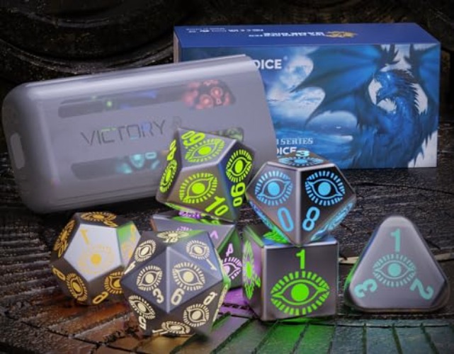 LOOKDNDS Rechargeable LED DND Dices with Charging Box-7PCS Polyhedral Silicone Dice Sets Unique Gift for dice, Tabletop Games, and Pathfinder Role Playing Game (Sorceresses) - Sorceresses