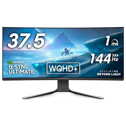 Alienware Ultrawide Curved Gaming Monitor 38 Inch, 144Hz Refresh Rate, 3840 x 1600 WQHD , IPS, NVIDIA G-SYNC Ultimate, 1ms Response Time, 2300R Curvature, VESA Display HDR 600, AW3821DW - White - 38 Inches - 144 Hz - AW3821DW