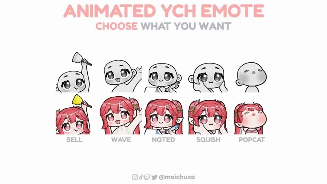 YCH ANIMATED EMOTES by mai 𓍢ִ໋🌷͙֒ (@maichuxo)