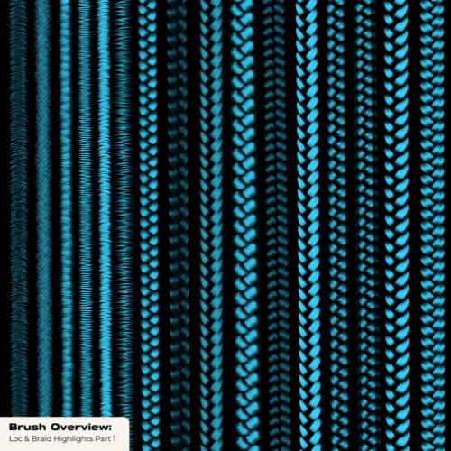 Clip Studio Paint, Photoshop & Fresco Highlight Braid and Loc Brushes