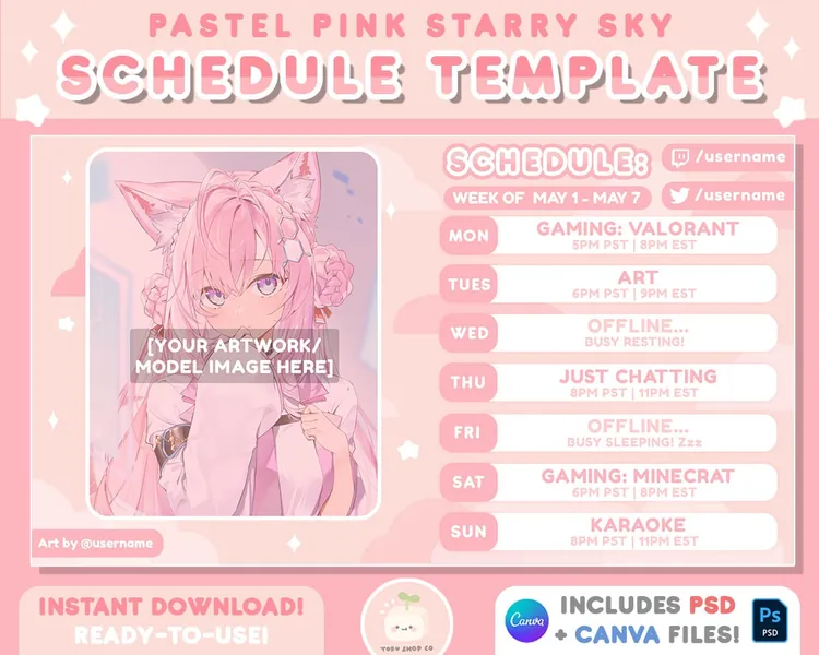 Twitch Stream Schedule Weekly Template