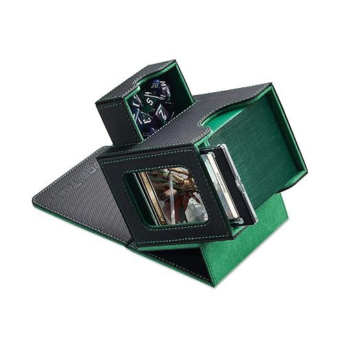 Mage Tech Commander Deck Box for MTG - Patented Design, Commander Display, Fits 100 Double-Sleeved Cards, 35pt Magnetic Card Holder & Dice Tray - Black/Green - 2. Veil (Black/Green)