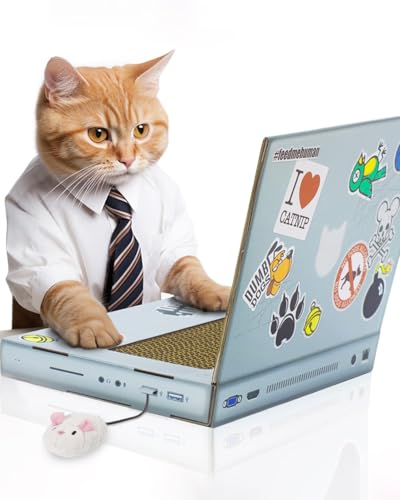 Suck UK | Cat Laptop Scratcher | Cardboard Cat Scratcher | Cat Computer Cat Scratching Board | Cat Scratchers for Indoor Cats | Cat Furniture & Cat Accessories | Cat Scratch Laptop | Cat Scratch Pad - Laptop