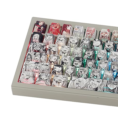 Gliging Shine Through PBT Keycaps - Side Print Dye-Sub OEM Profile 134keys Keycap Japanese Anime Keycaps Set for Cherry Mx Gateron Kailh Switch Mechanical Keyboard (Anime Keycap) - Side Print