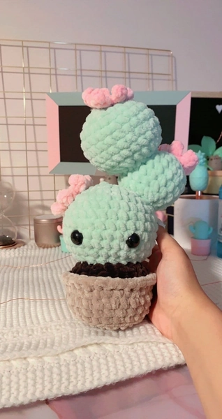 CACTUS PLANT | Crochet Planter Amigurumi | Cute Knit Pattern | Cacti Plushie | Kawaii Cactus Plush | Green Aesthetic Decor | Accent for Home