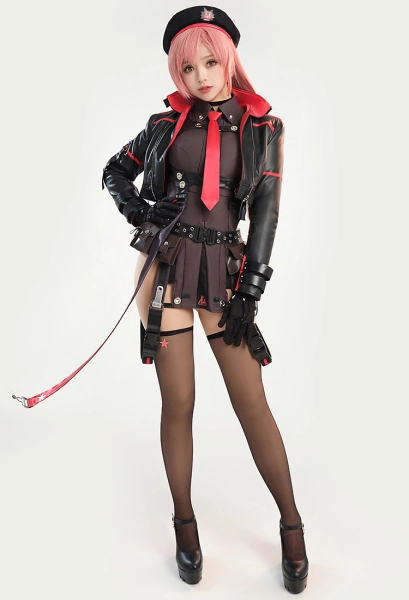 Goddess of Victory: Nikke Rapi Cosplay Costume Shirt and Jacket with Hat and Thigh Socks