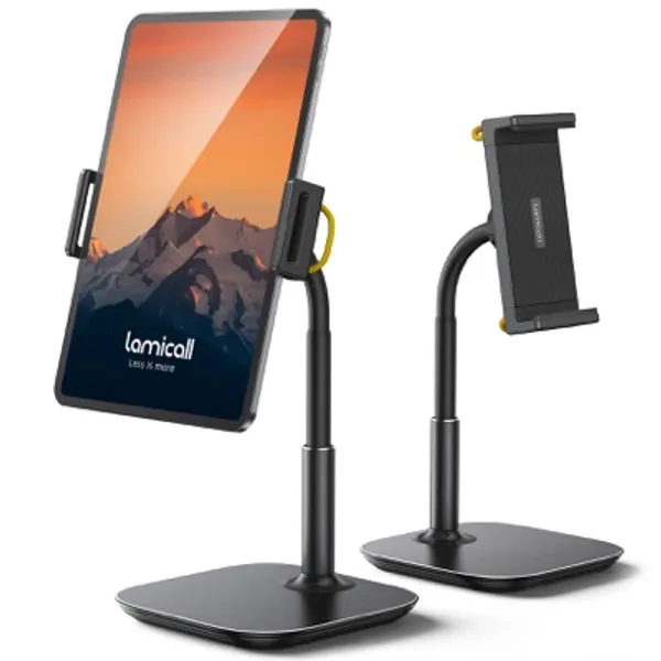 Tablet Stand Holder, Gooseneck Tablet Mount - Lamicall 360 Degree Rotating Adjustable Desktop Stand for 4.7"-12.9" iPhone, iPad Air Mini Pro 10.2/9.7, Kindle, Nexus, Tab, Galaxy, eBook Reader - Black