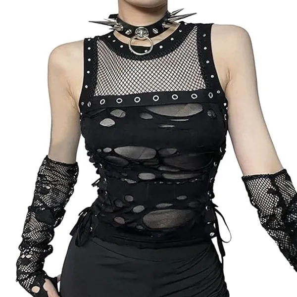 Womens Goth Summer Tank Tops Casual Trendy Crop Camis Shirt Top Clothes