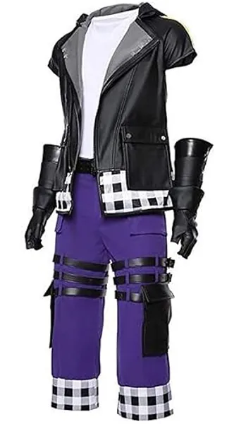 Poetic Walk Anime III Riku Cosplay Halloween Costume Jacket Purple Pants Mens Uniform Leather Suit Outfit