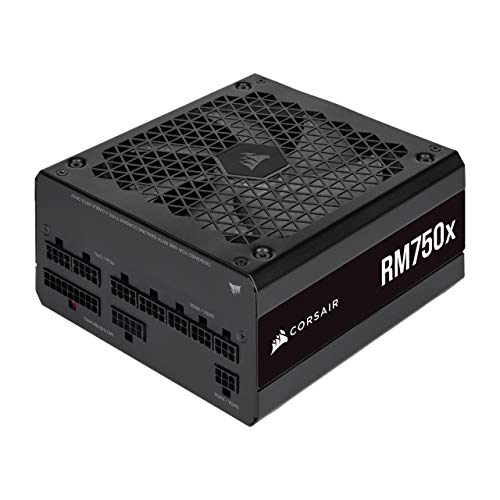 Corsair RM750x 80 PLUS Gold Fully Modular ATX 750 Watt Power Supply (135 mm Magnetic Levitation Fan, Wide Compatibility, Reliabile Japanese Capacitors, Extremely Fast Wake-from-Sleep) UK - Black - RMx Series - 750 Watts