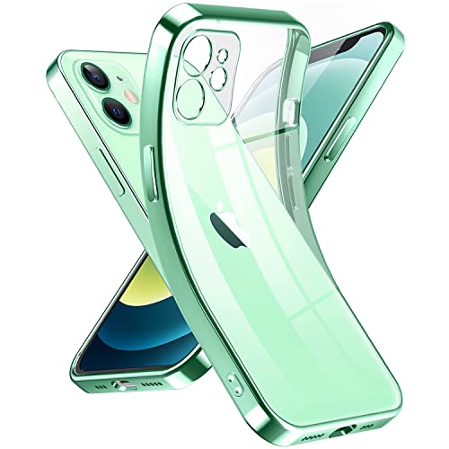 Supdeal Crystal Clear Hülle für iPhone 12 Mini, Niemals gelb mit Kameraschutz, Silikon Durchsichtig Handyhülle Weicher Passform, Ultra Dünn und Leicht Case Cover, 5,4", HellGrün - LightGreen