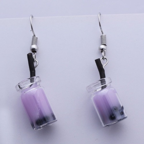 Jar of Milk Tea Earrings - Taro Milk Tea