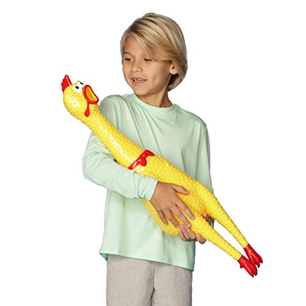 Animolds Crazy Huge Rubber Chicken - 29 Inch Giant Screaming Noise Makers for Parties, Pranks, Practical Jokes - Squeaks Up to 45 Seconds - Squawking Novelty Gag Gift (Yellow, 1 Chicken) - Yellow