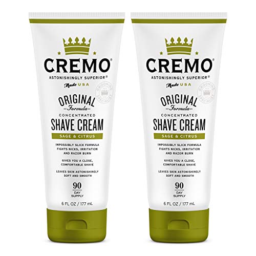Cremo Barber Grade Sage & Citrus Shave Cream, Astonishingly Superior Ultra-Slick Shaving Cream Fights Nicks, Cuts and Razor Burn, 6 Fl Oz (2 Pack) - 6 Fl Oz (Pack of 2)