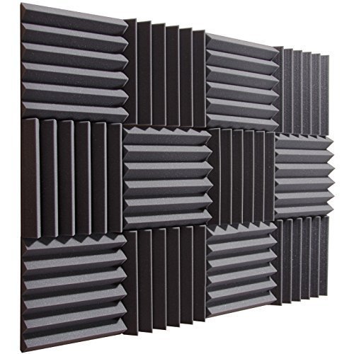 Pro Studio Acoustics - Charcoal - 12"x12"x2" Acoustic Wedge Foam Absorption Soundproofing Tiles - 12 Pack