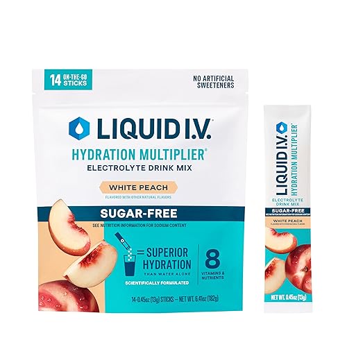 Liquid I.V.® Hydration Multiplier Sugar-Free - White Peach | Electrolyte Powder Drink Mix | 1 Pack (14 Servings) - White Peach