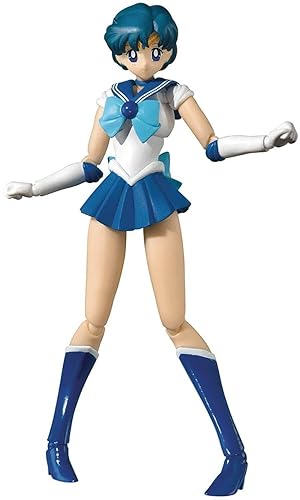TAMASHII NATIONS - Pretty Guardian Sailor Moon - Sailor Mercury -Animation Color Edition-, Bandai Spirits S.H.Figuarts Action Figure - Peach and Blue
