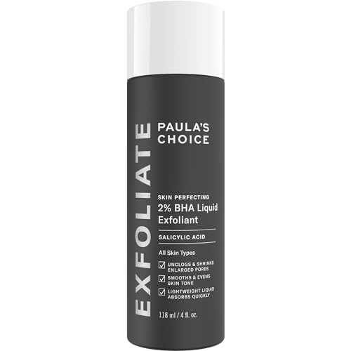 Paulas Choice--SKIN PERFECTING 2% BHA Liquid Salicylic Acid Exfoliant--Facial Exfoliant for Blackheads, Enlarged Pores, Wrinkles & Fine Lines, 4 oz Bottle - Full Size - 4 Fl Oz