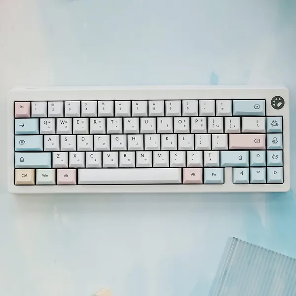 CuXiu Chalk PBT Keycaps 136 Keys Dye Sub Keycap Set Korean Keycap for Cherry MX Switches Mechanical Keyboard gh60 xd64 xd84 xd96 87104 - White