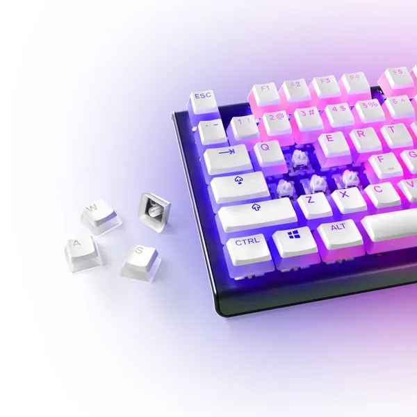 SteelSeries PRISMCAPS - Double Shot Pudding-Style Keycaps - Durable PBT Thermoplastic - Compatible with a Wide Range of Mechanical Keyboards - White - PRISMCAPS White