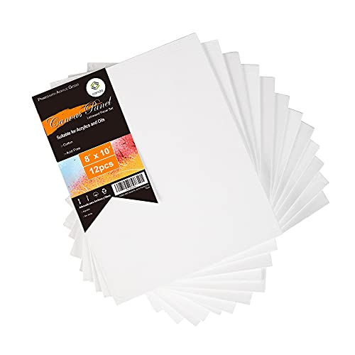 CONDA Artist Canvas Panels 8 x 10 inch, 12 Pack, Artist Quality Acid Free Canvas Board for Painting & Oil - 8" x 10"