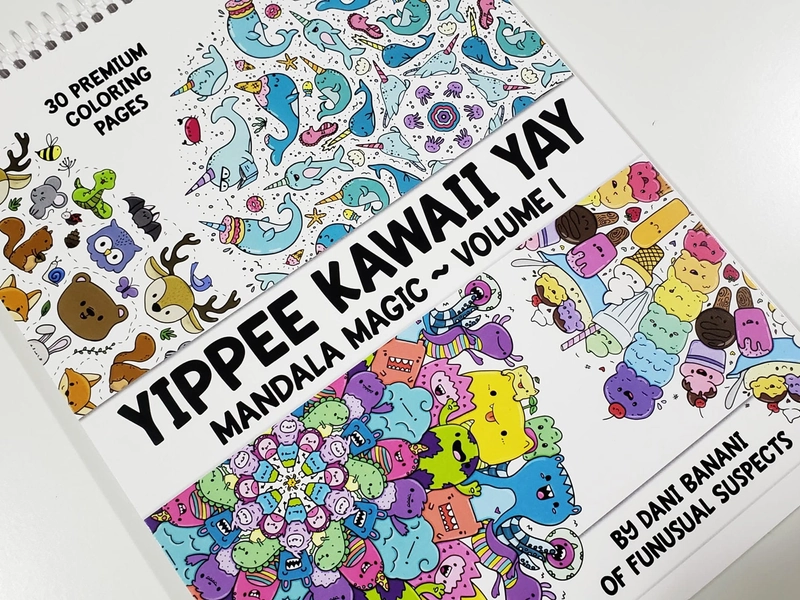 Yippee Kawaii Yay Volume 1, Coloring Book, Mandala Magic, Adult Coloring Book, Premium Coloring Pages, Cute Coloring Book for Teen Adult