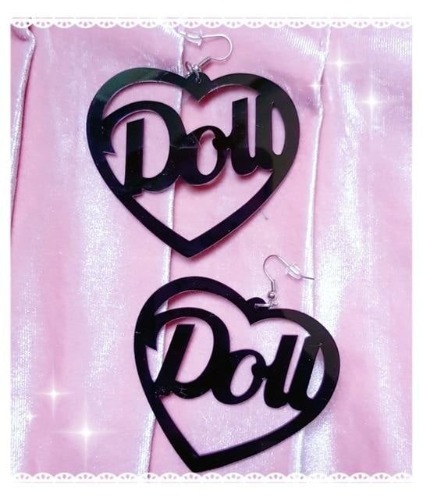 Doll Hoop Earrings - Black