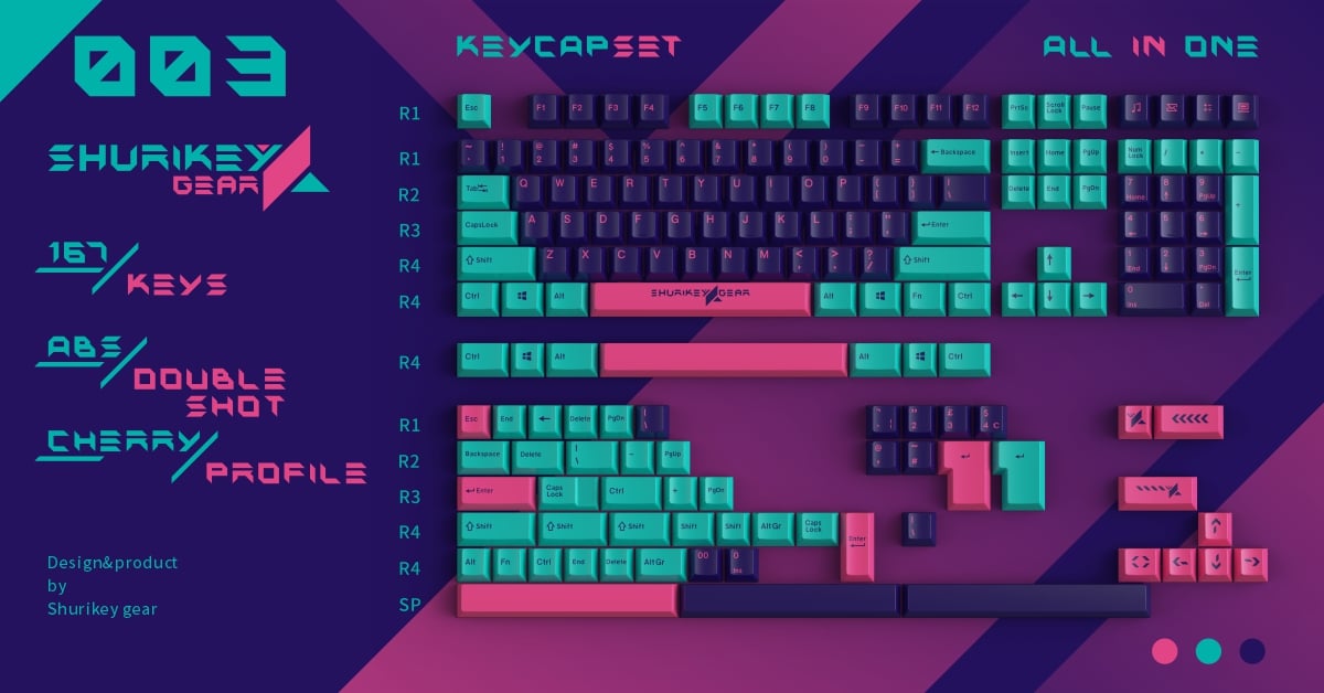 Shurikey Hanzo 003 - 167 Keys Cherry Profile Double Shot ABS Keycap Set | Default Title